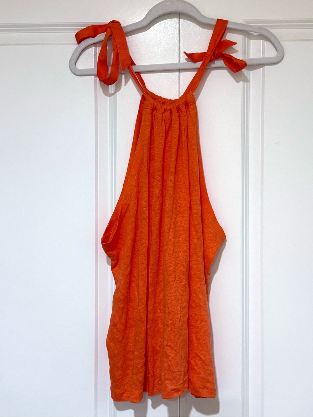 J. Crew Bow-Tie Bright Orange Linen Tank Top Never Worn